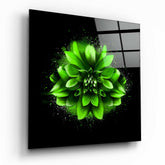 Green Lotus Glass Wall Art.